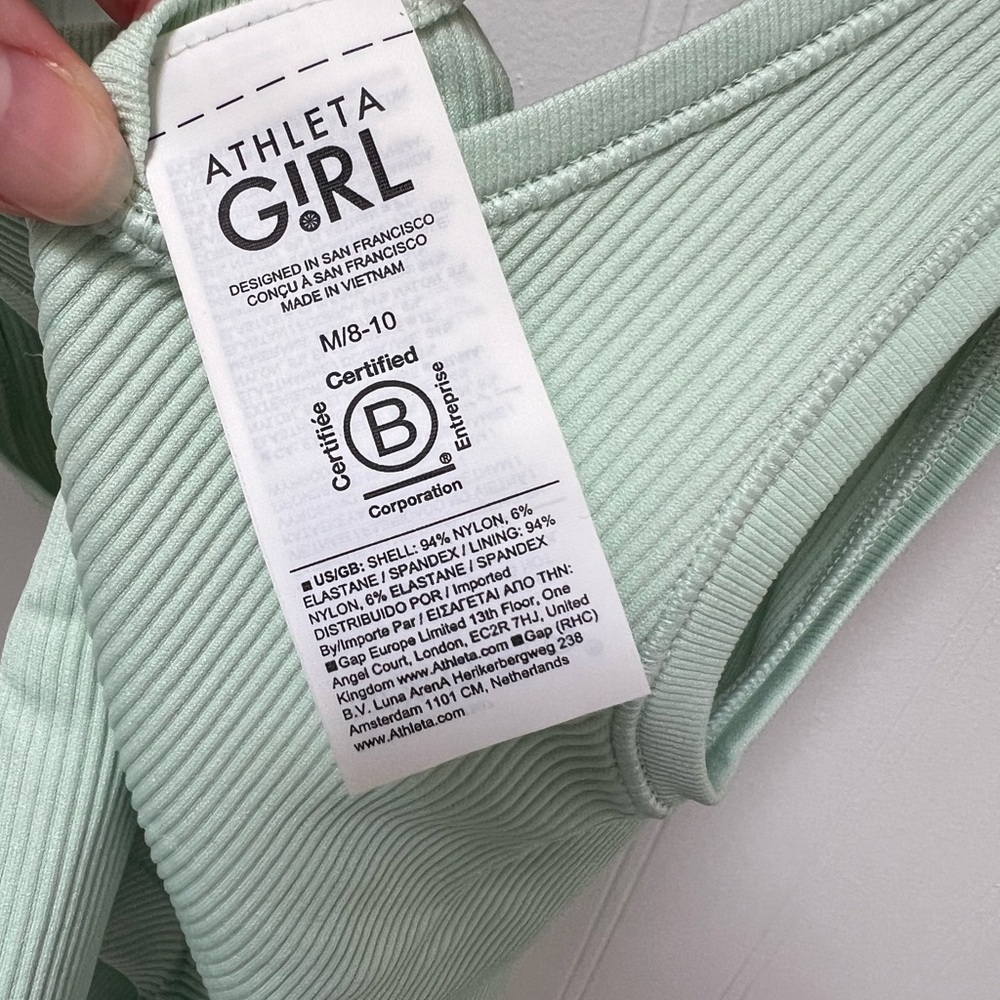 Athleta Rise Above Rib Mint Green Crop Tank Top - Picture 7 of 8